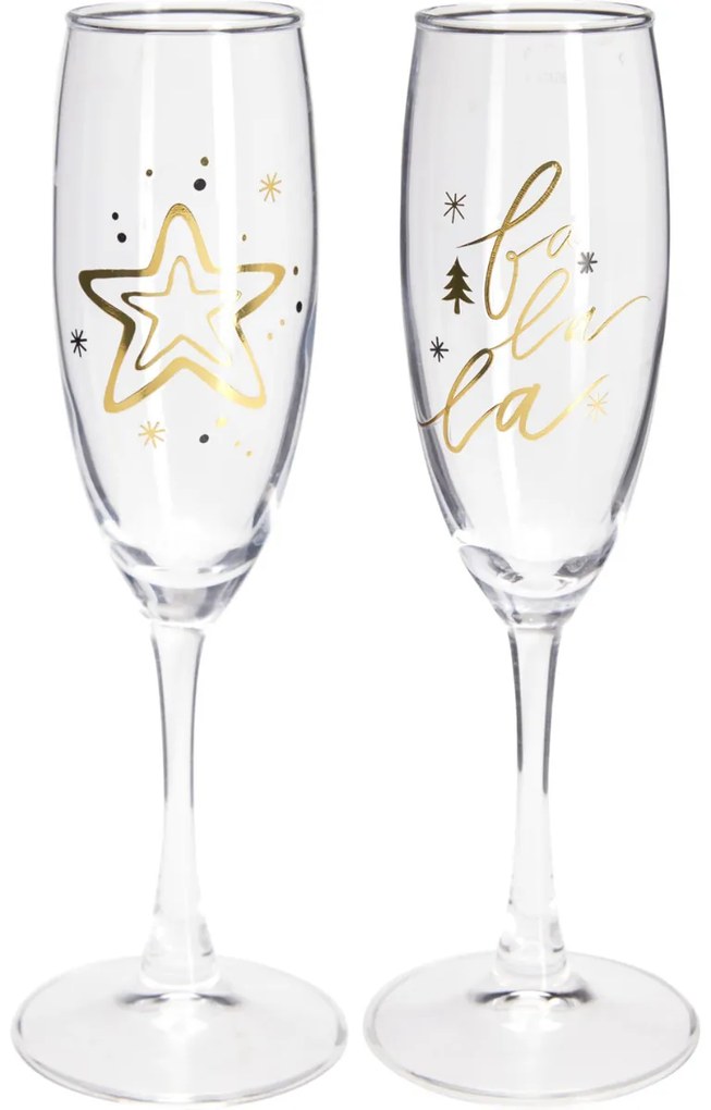 Zestaw 2 kieliszków do szampana Golden Xmas 190 ml