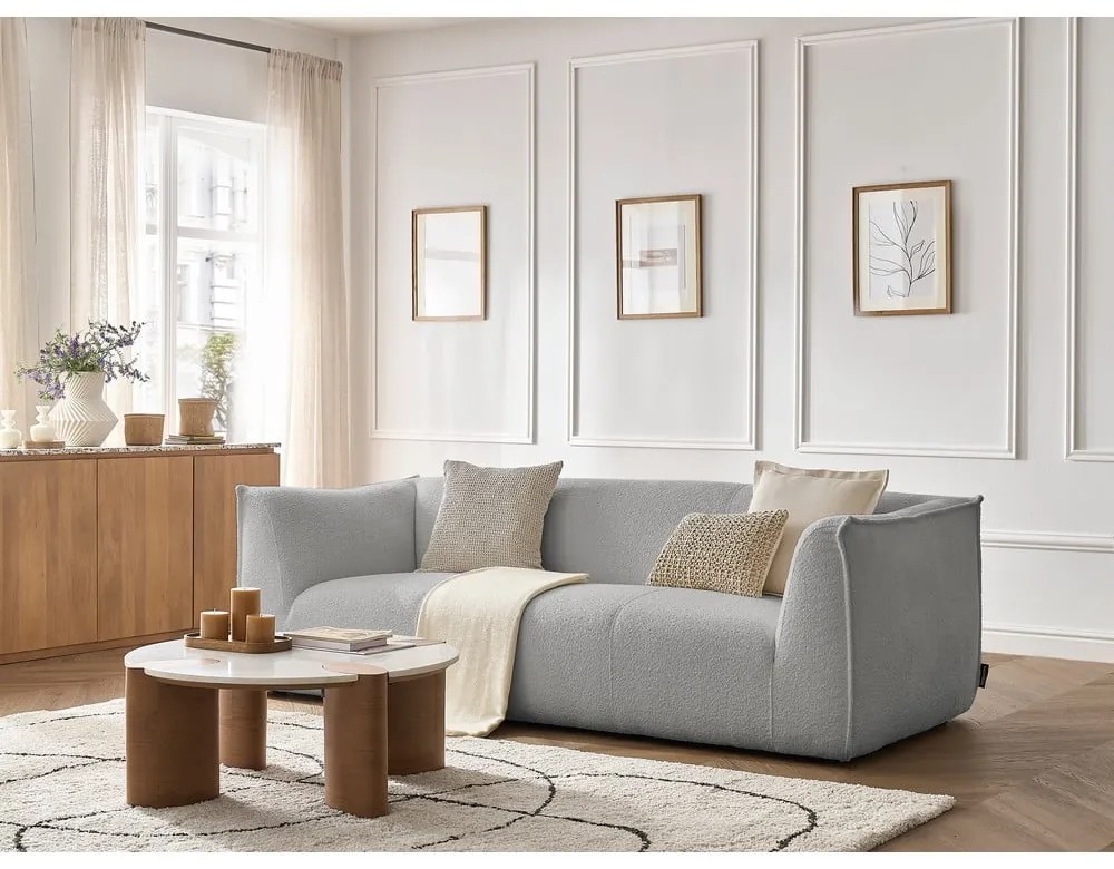 Jasnoszara sofa z materiału bouclé 242 cm Giorgia – Bobochic Paris