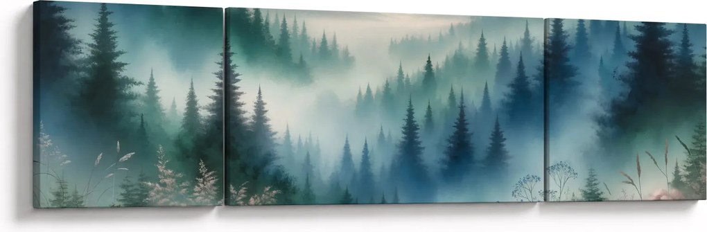 Obraz - Leśny krajobraz z mgłą (170x50 cm)