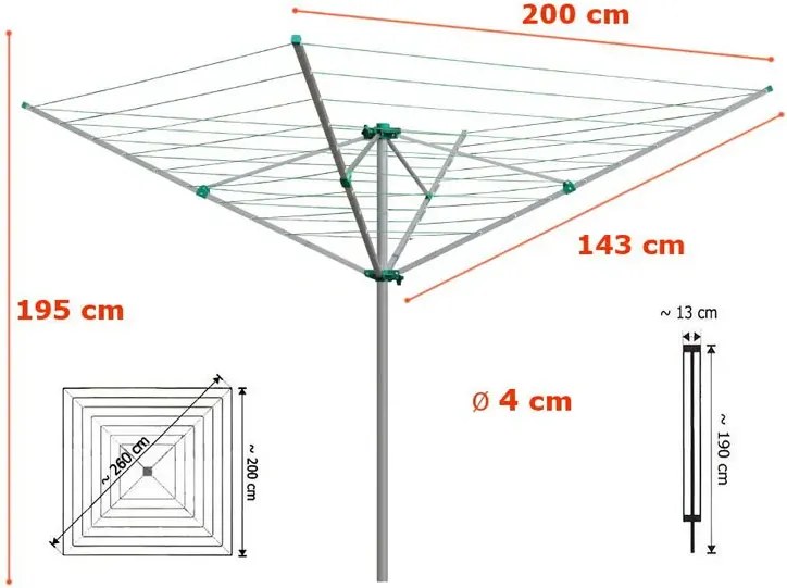 Zielona Obrotowa Suszarka Ogrodowa G9-Z24