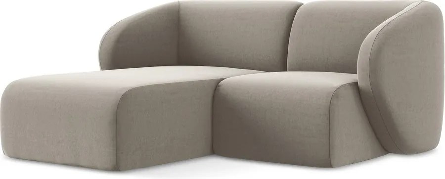 Jasnobrązowy aksamitny narożnik (lewostronny/z szezlongiem) Lani – Makamii