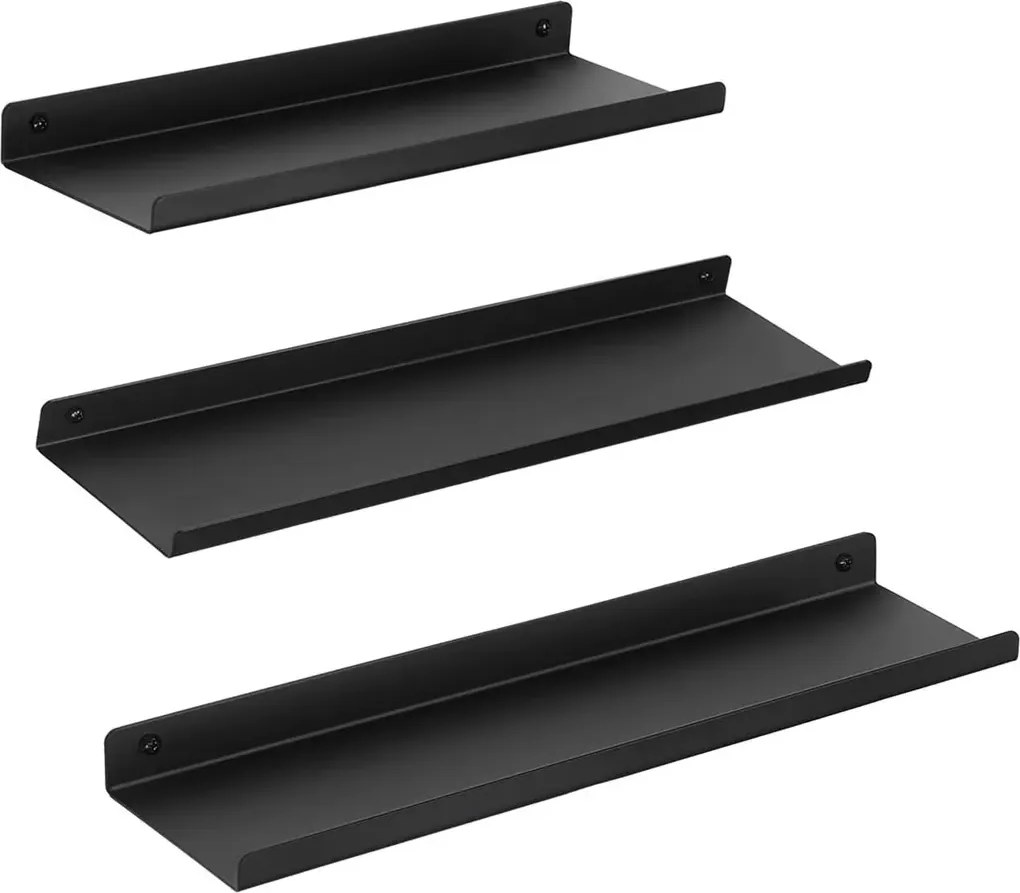 Komplet 3 czarnych metalowych półek A5-T43
