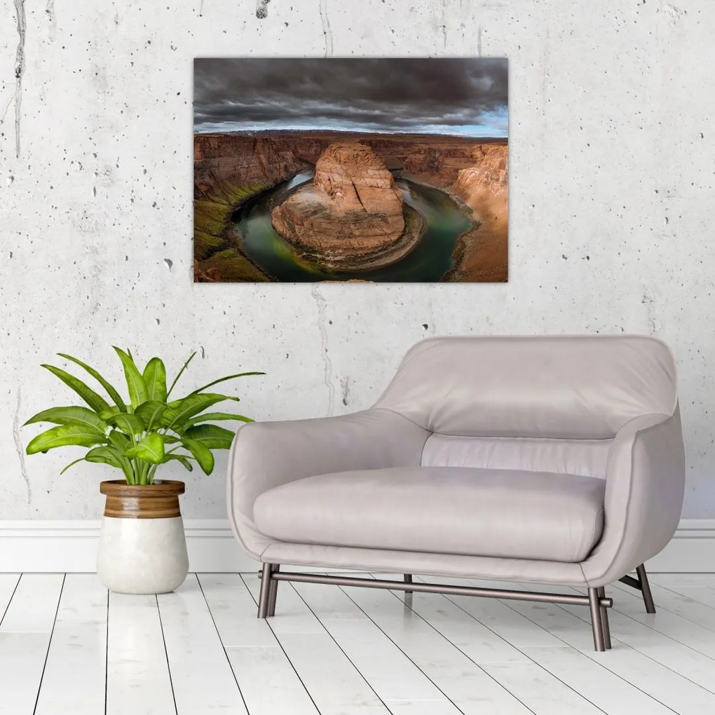 Obraz na szkle - jezioro na klifie (70x50 cm)