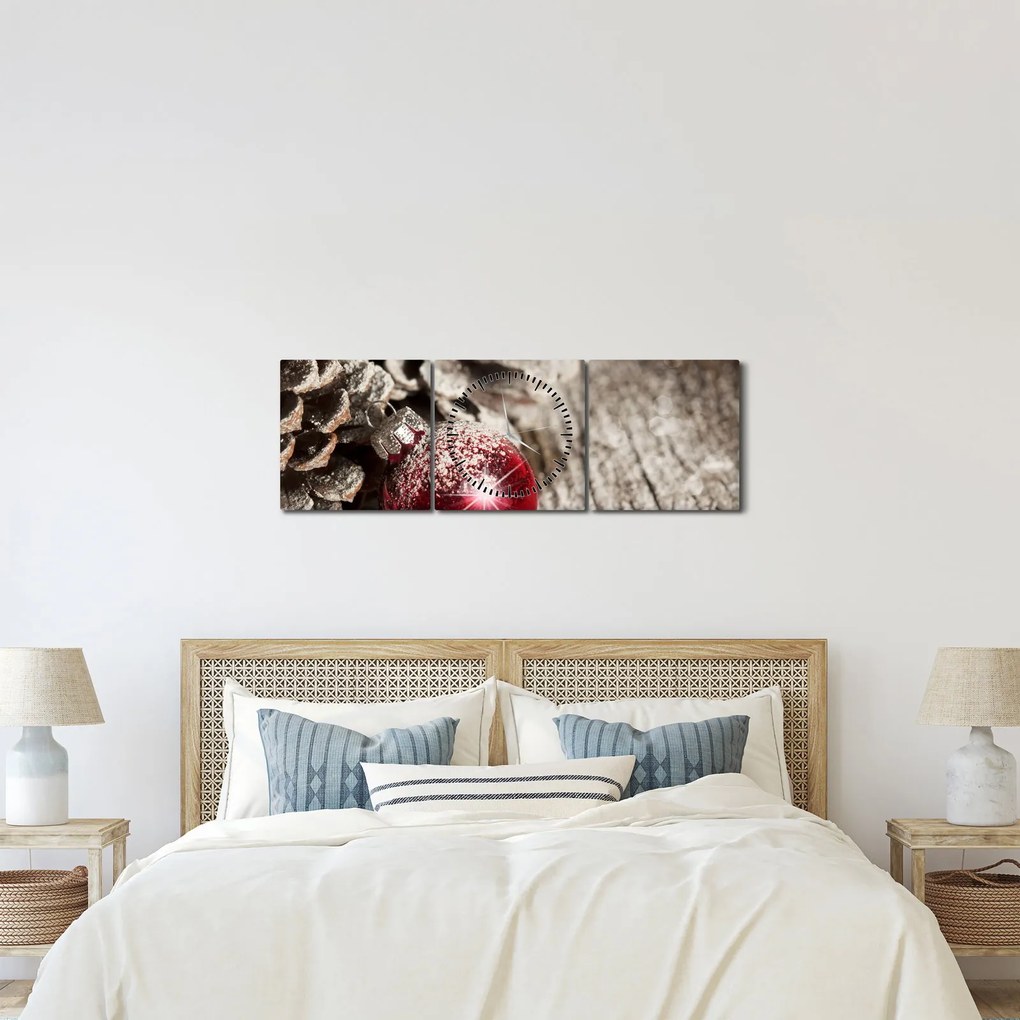 Obraz - Dekoracje świąteczne (z zegarem) (90x30 cm)