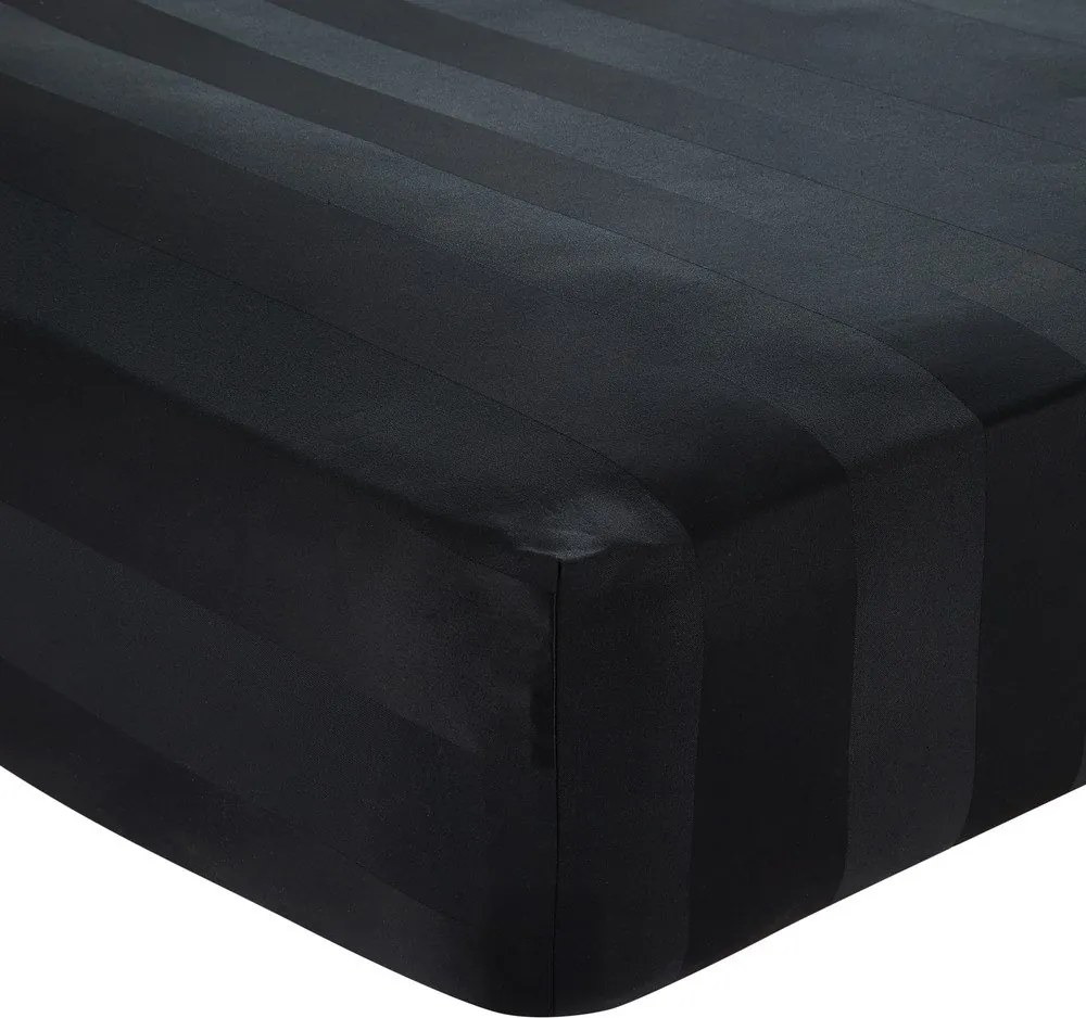 Czarne satynowe prześcieradło z gumką 150x200 cm So Soft Satin Stripe – Catherine Lansfield