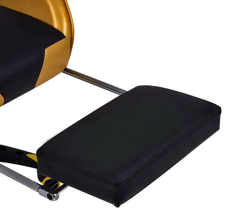 Czarno-złoty fotel gamingowy regulowany - Gilvo