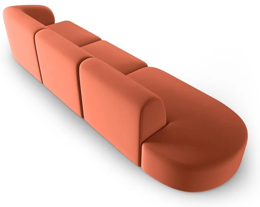 Różowa aksamitna sofa prawostronna 311 cm Paolo – Milo Casa