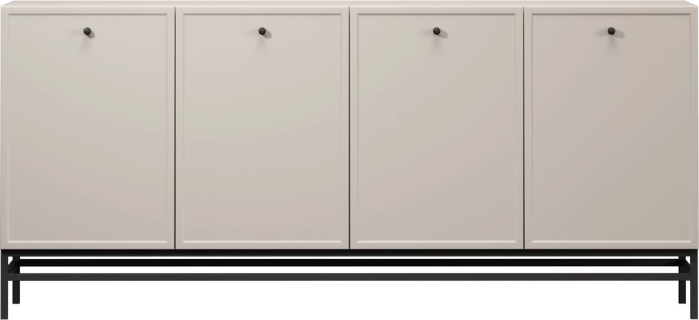 Komoda Lorini 200 cm czterodrzwiowa - kaszmir / czarne uchwyty / stelaż