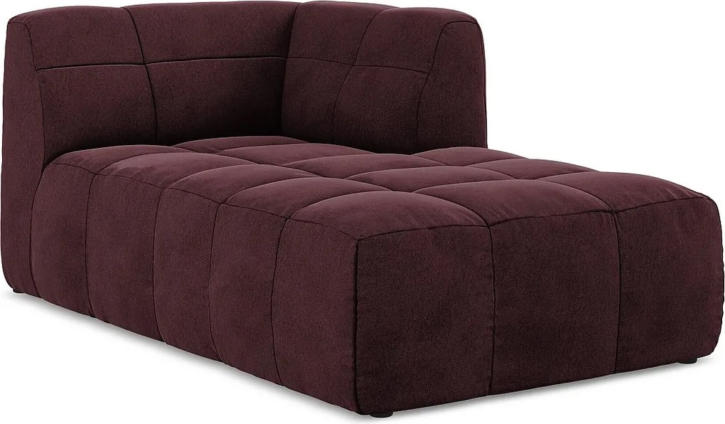 Szezlong prawostronny - z tkaniny welwetowej - burgundowy - ALOHA