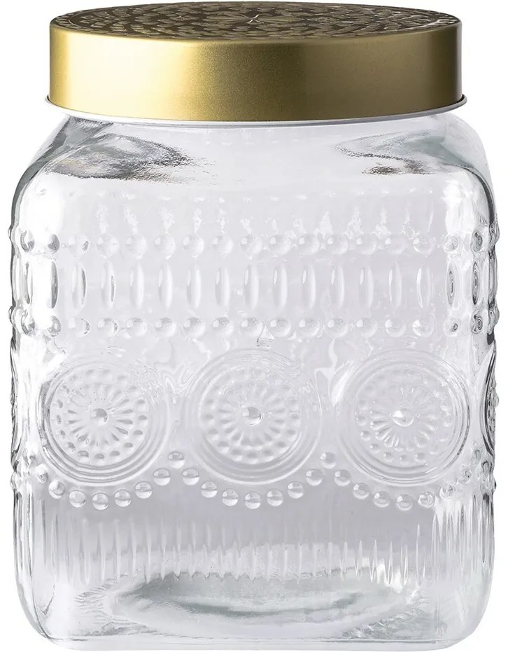 Altom Zestaw szklanych pojemników z złotym wieczkiem Daisy 1,8 l, 4 szt., 1,8 l