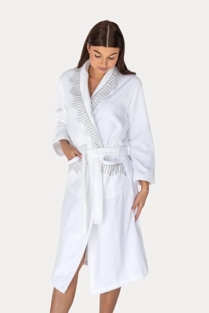 Damski elegancki szlafrok NOVA w ozdobnym opakowaniu XL Biały