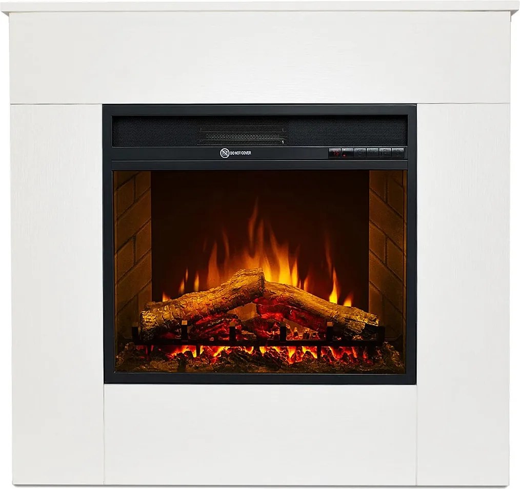 Kominek elektryczny, stojący, drewno białe, wyprodukowany we Włoszech, MICHELANGELO, 96x36x90h