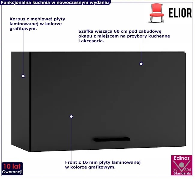 Szafka do zabudowy okapu 60 cm grafit G6-E64
