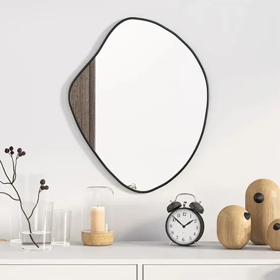 Asymetryczne czarne wiszące lustro 50x40 cm T4-C82