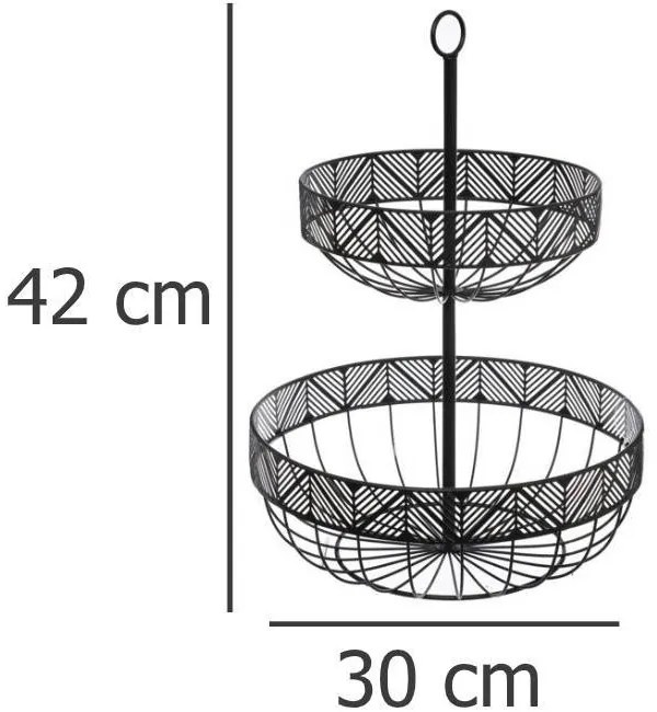 Patera na owoce FRISE, metalowa, 2 poziomy