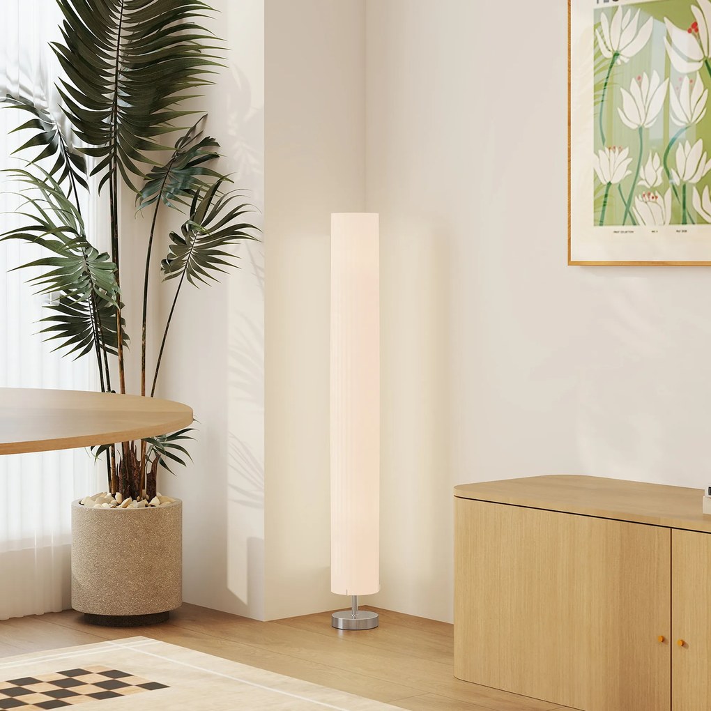 HOMCOM Lampa stojąca do salonu z abażurem z poliestru, 2 x E27 oprawka do sypialni 14 x 14 x 120 cm | Aosom PL