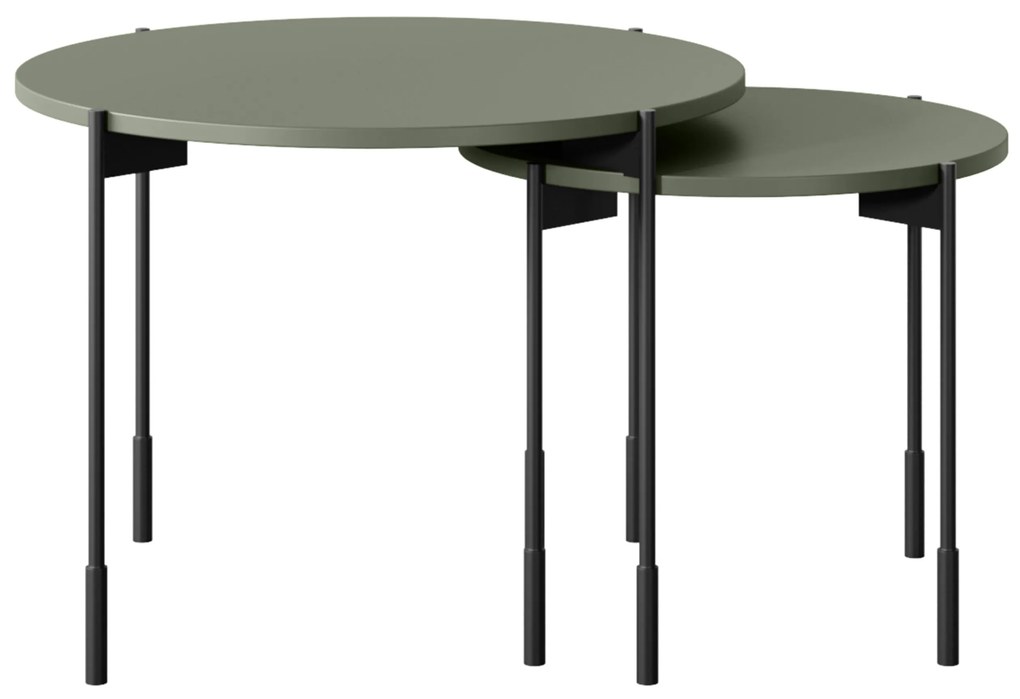 Stolik kawowy Sonatia 45 cm okrągły na metalowych nogach - oliwka