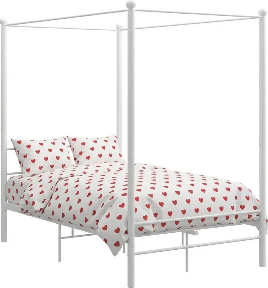 Białe metalowe łóżko z baldachimem 120x200 cm C1-K14