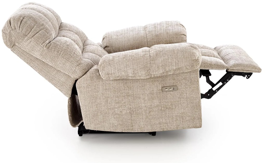 Fotel wypoczynkowy elektrycznie rozkładany beżowy AMORE