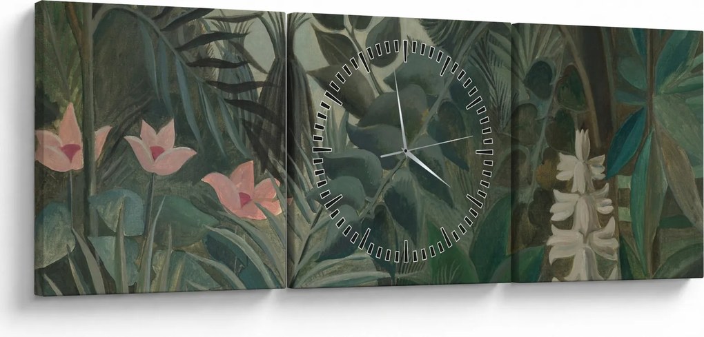 Obraz - Henri Rousseau, The Equatorial Jungle, reprodukcje (z zegarem) (90x30 cm)