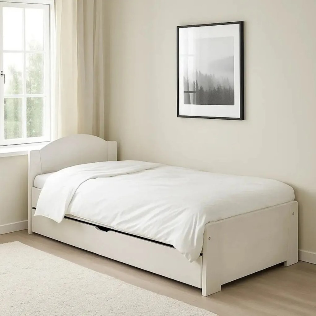 Łóżko sosnowe Miki tył obniżony bez lub z szufladą na pościel