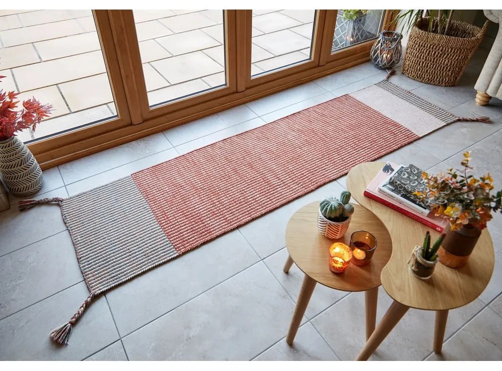 Pomarańczowy wełniany chodnik Flair Rugs Anu, 60x200 cm