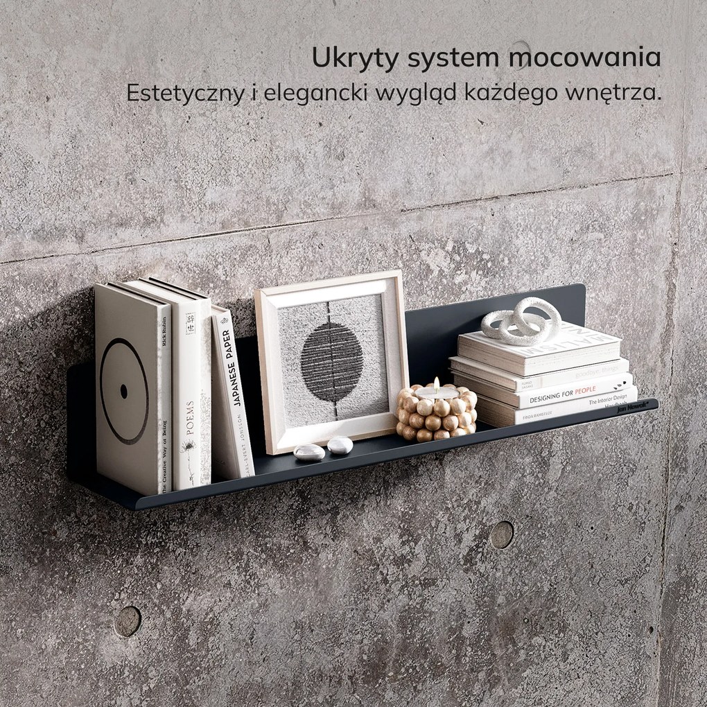 Półka wisząca metalowa antracytowa, 700 mm: JOANNE