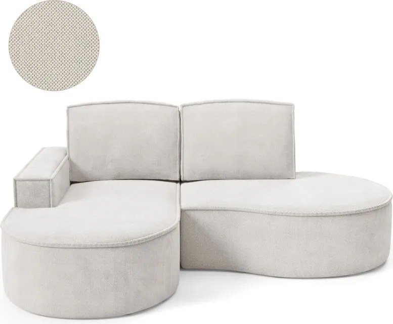 Narożnik MOLLY Lewostronny bez funkcji spania, wolnostojący tkanina CURIO 02 Biały