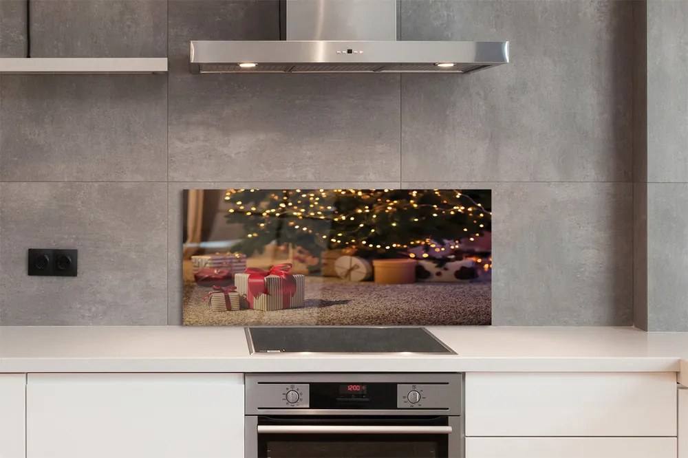 Szklany Panel Bożonarodzeniowe Prezenty pod Choinką