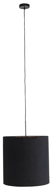 Lampa wisząca z czarnym aksamitnym abażurem ze złotem 40 cm - Combi klasyczny/Antyczny Oswietlenie wewnetrzne