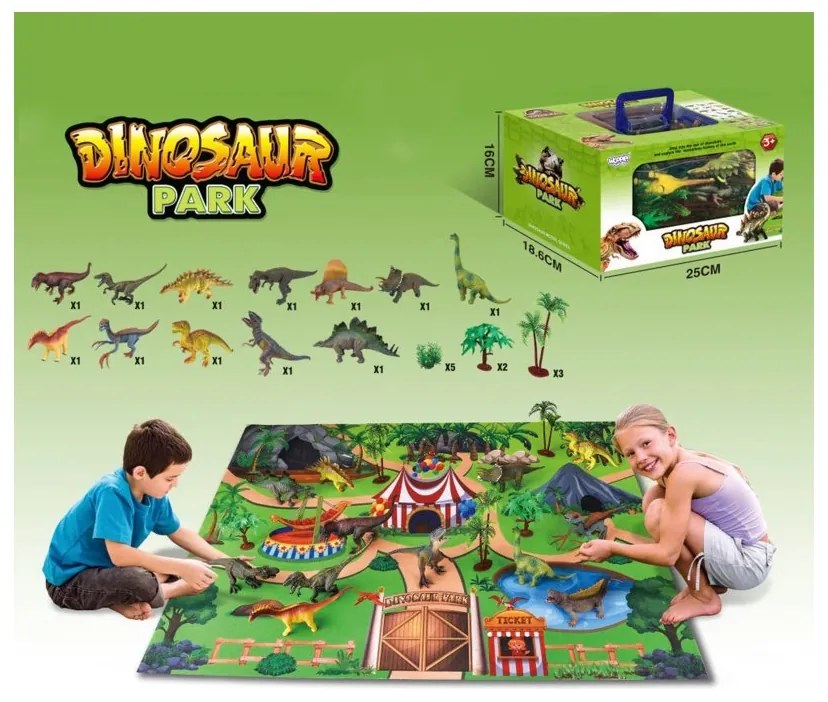 Woopie zestaw park dinozaurów figurki + mata i akcesoria 23 el.