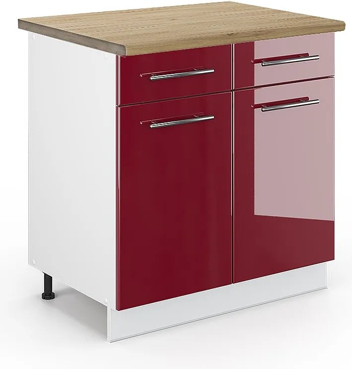 Szafka dolna do kuchni bordowa czerwień wysoki połysk 80x60x82 fame-line