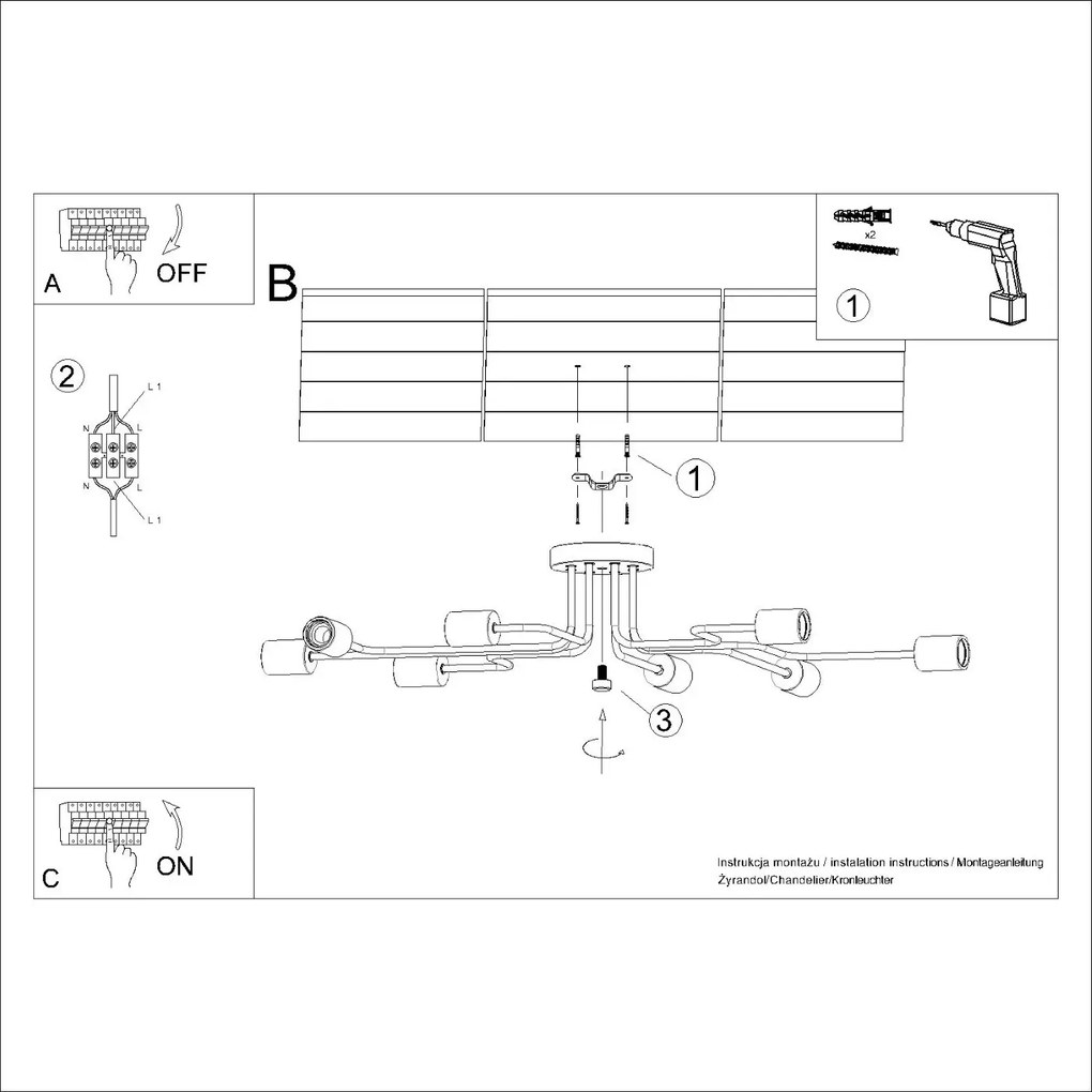 Biały metalowy żyrandol w stylu loftowym - D284-Avic