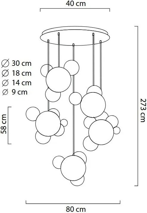 Lampa wisząca ze szklanymi kulami Capri Disc 5