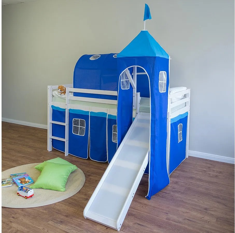 Łóżko piętrowe 90x200 cm Niebieskie 1497