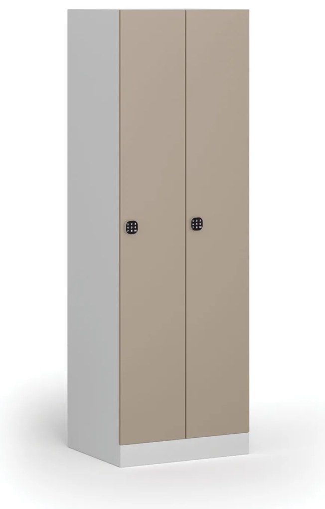 Metalowa szafka ubraniowa S1, 2-drzwiowa, 1850 x 600 x 500 mm, zamek kodowy, drzwi beżowe