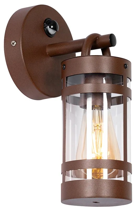 Zewnetrzna Lampa ścienna zewnętrzna rdzawo-brązowa IP44 z czujnikiem ruchu - RubenPrzemysłowy Oswietlenie zewnetrzne