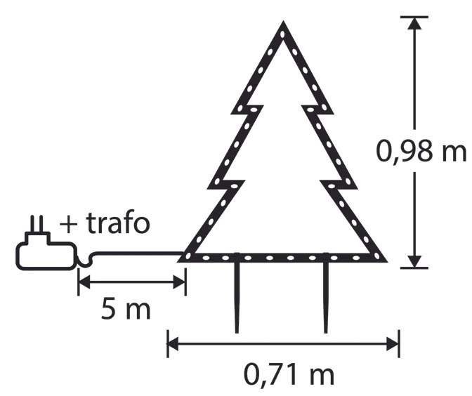 Zewnetrzna Reflektor choinkowy czarny 71 cm z LED IP44 - Kas Oswietlenie zewnetrzne