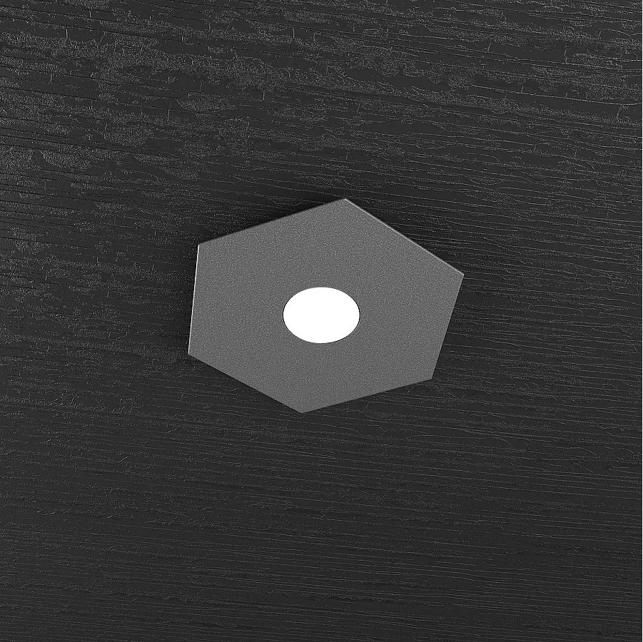 Lampa sufitowa Toplight Hexagon, 1-punktowa, sześciokątna, z oprawką GX53, struktura w kolorze antracytowym, nowoczesny design, 25x29x3 cm