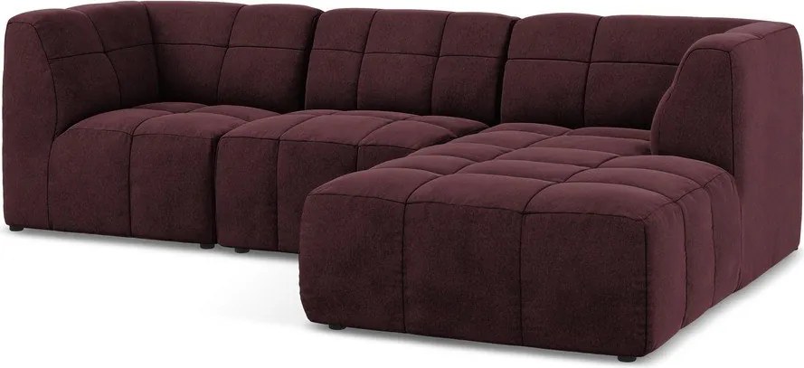 Bordowy aksamitny narożnik (prawostronny/z szezlongiem) Aloha – Makamii