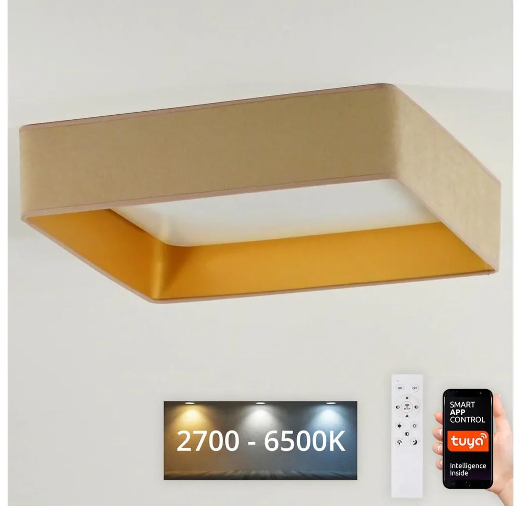 Brilagi-Ściemnialne światło LED VELVET SQUARE LED/36W/230V Wi-Fi Tuya+RC beżowe