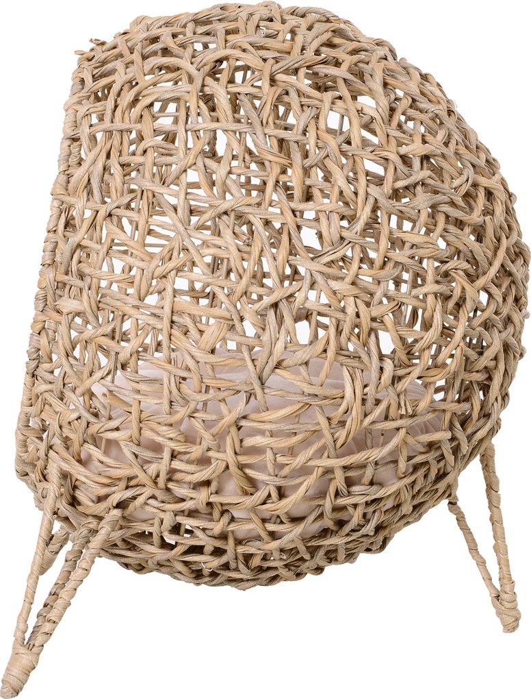 PawHut Domek dla kota, jaskinia, kosz z poduszką, nogi, PE-rattan, naturalny, Ø52x58cm | Aosom PL