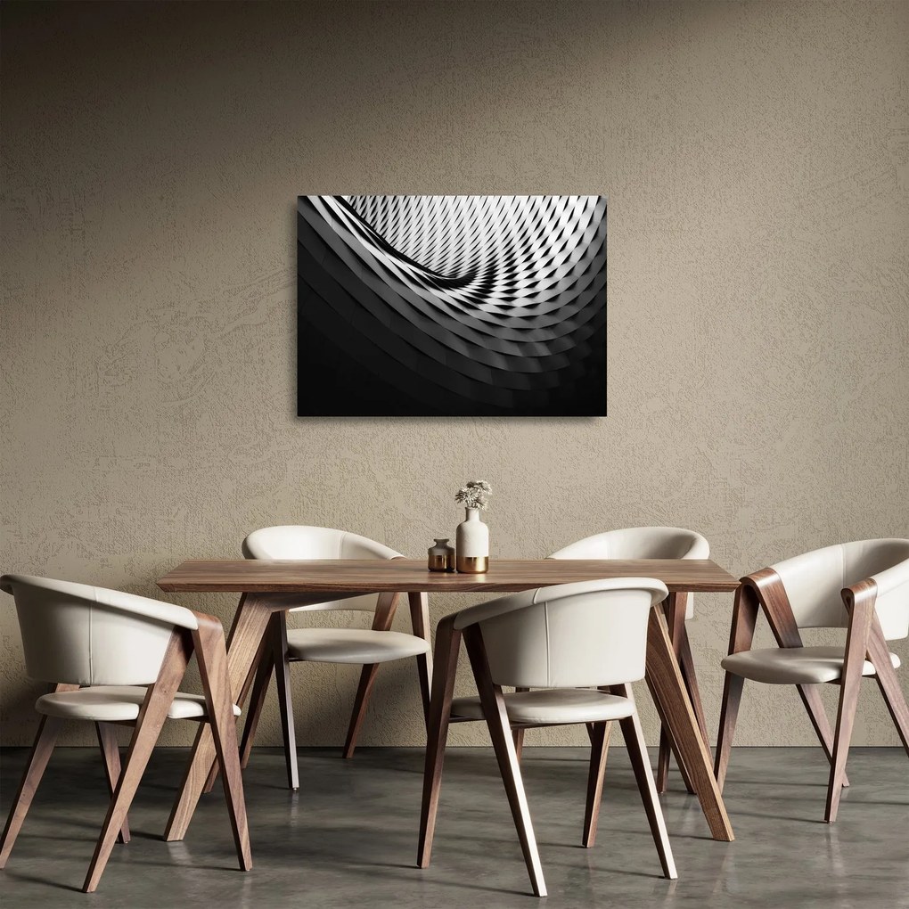 Obraz na szkle - Abstrakcyjny obraz - czarno - biała spirala (70x50 cm)