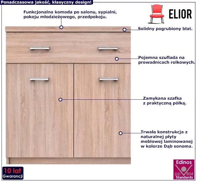Komoda z szufladą i półkami 60 cm dąb sonoma Palo