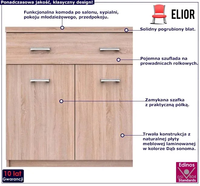 Komoda z szufladą i półkami 60 cm dąb sonoma - Riza 7X