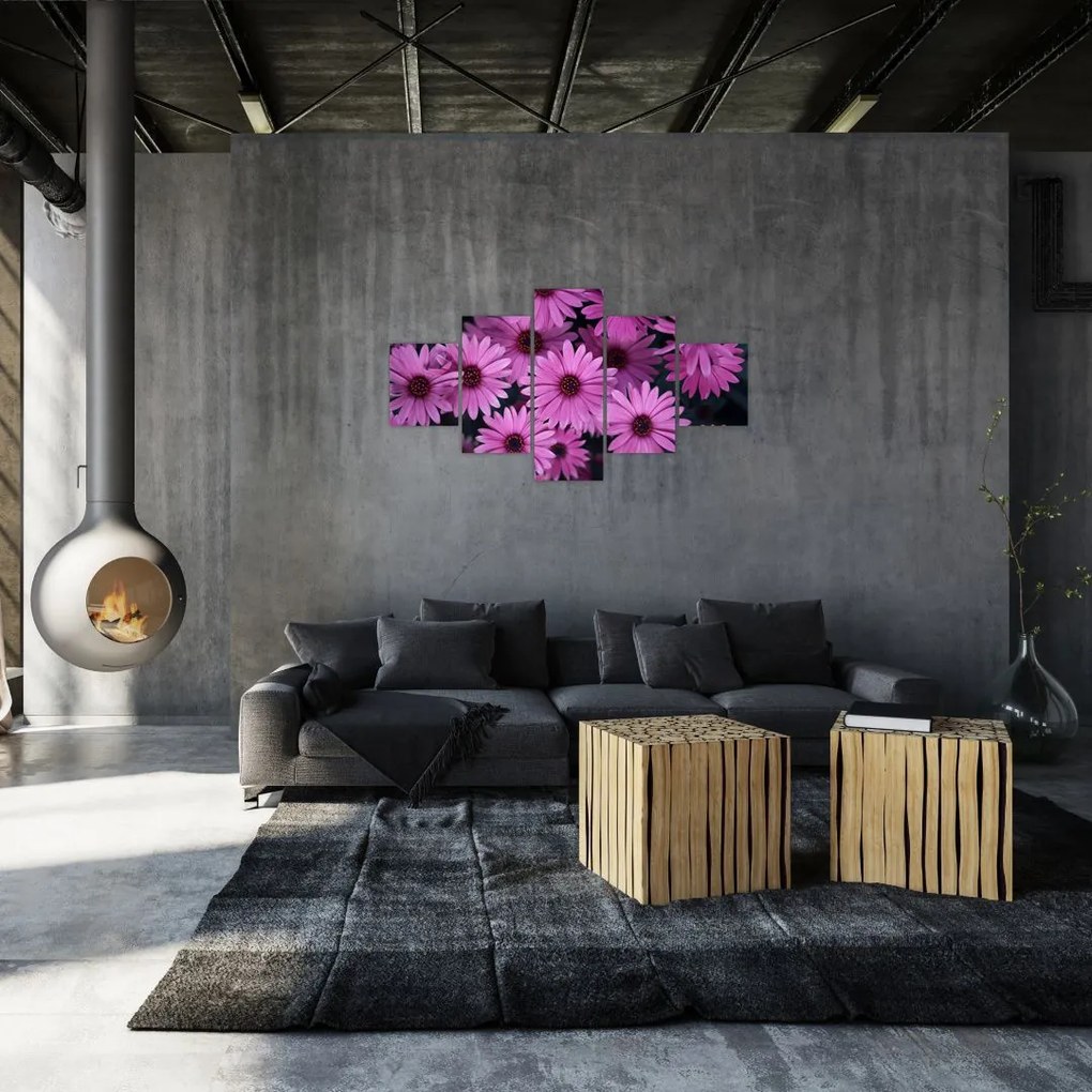 Obraz różowych kwiatów (125x70 cm)