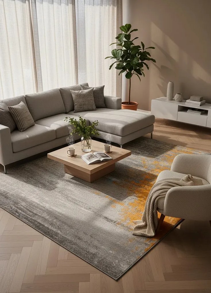 Pomarańczowy dywan przecierany w stylu loft L0-C38