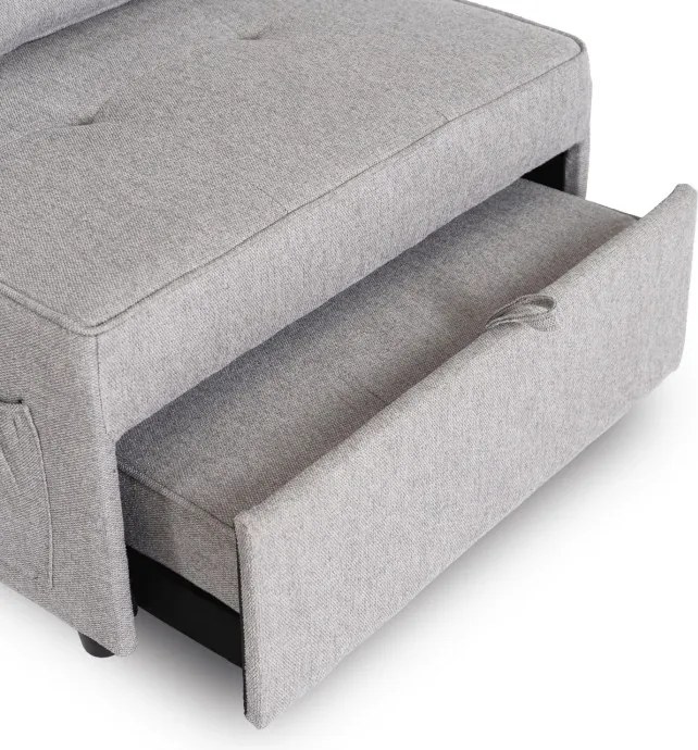 Fotel Wypoczynkowy Rozkładany IBERIS 80 cm Szary Tapicerowany Nowoczesny