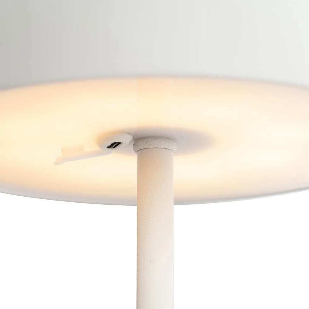 Lampa stołowa zewnętrzna biała ładowalna z 3-stopniowym ściemniaczem - Keira