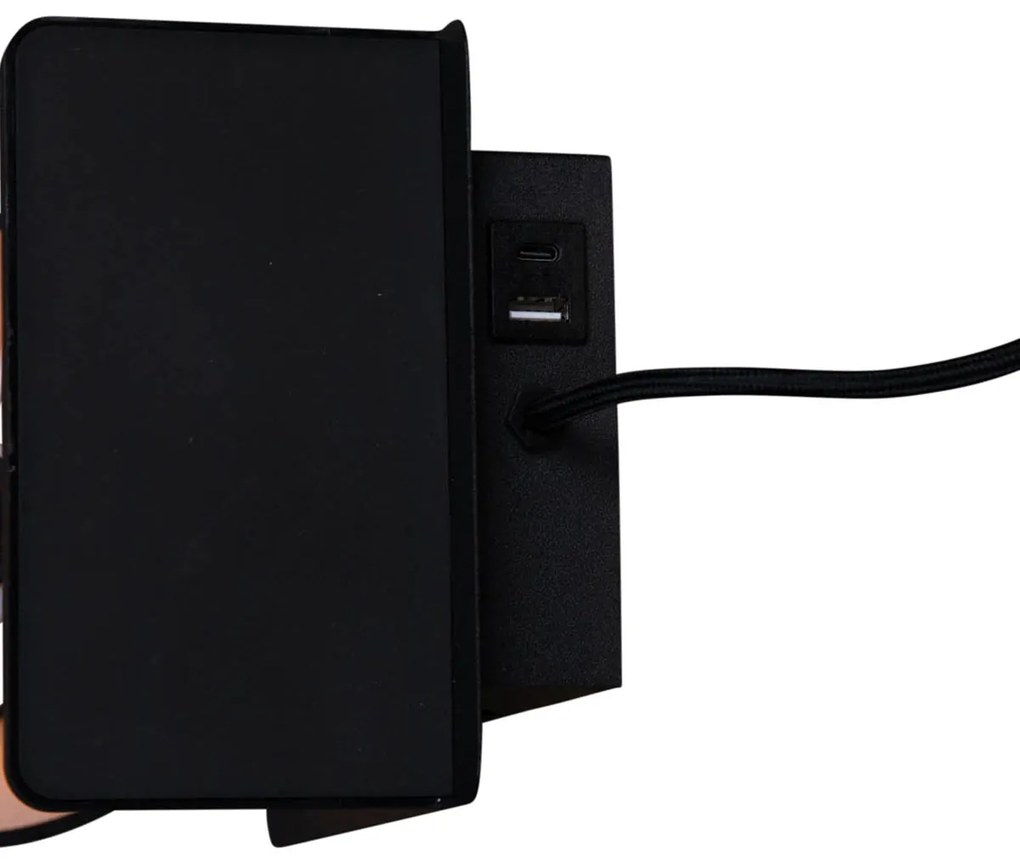 Nowoczesna lampa ścienna biała z USB-C i ładowarką indukcyjną - Comfort Nowoczesny Oswietlenie wewnetrzne